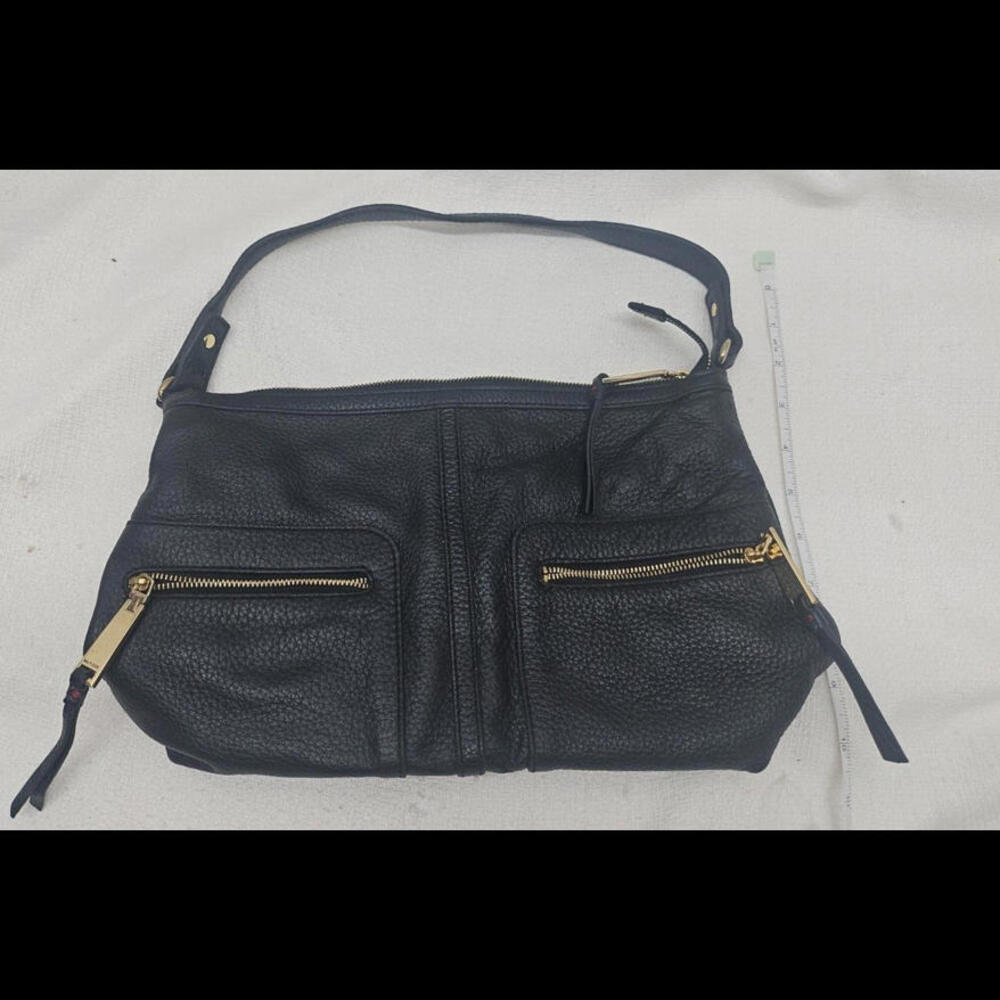 Vintage Tommy Hilfiger Black Leather Hand Bag Shoulder Bag Purse - Picture 2 of 9